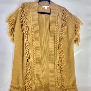 Cato Fringed Camel Cardigan